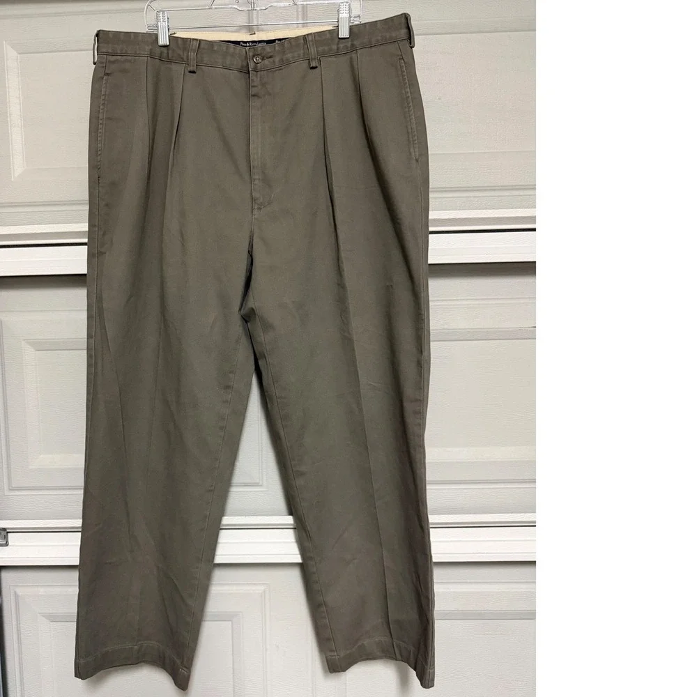 Polo Ralph Lauren Andrew Pant Mens 40x32 Olive Pleated Chino Relaxed 100% Cotton